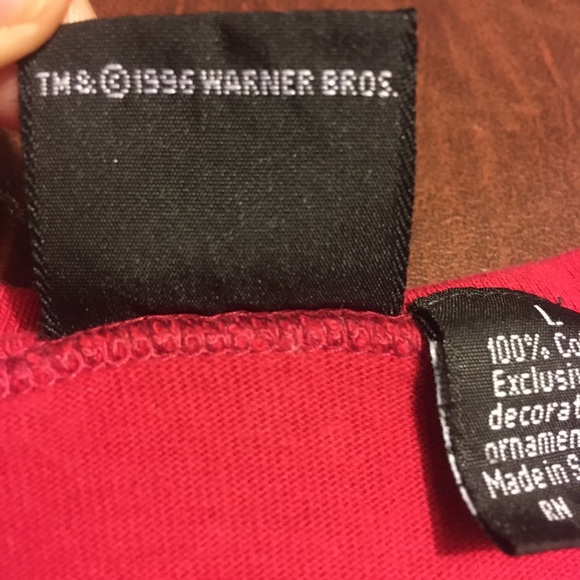 Vtg 90s Warner Bros Looney Tunes Pocket Tee Taz Bugs Red L - Picture 5 of 9